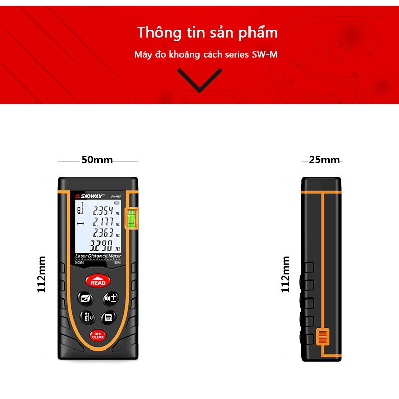 Thước đo khoảng cách bằng tia laser SW-M70 phạm vi đo 70m máy đo khoảng cách laser máy đo chiều dài rộng cao máy đo góc