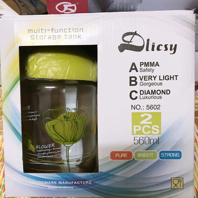 Bộ gia vị thuỷ tinh 2 món 560ml 2 màu