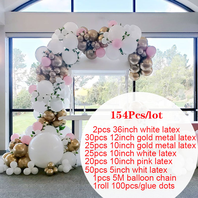 154pcs Đồ bong bóng  đã đặt Makaro platinum latex kết hợp trang trí tổ chức tiệc cưới lễ kế hoạch