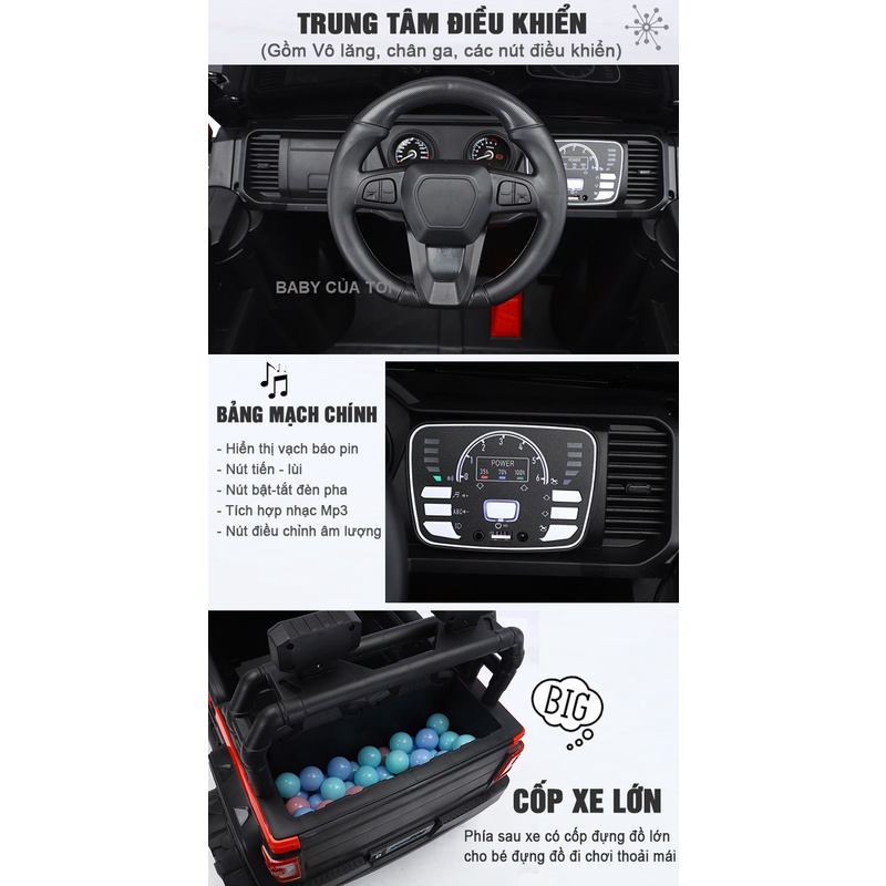 (Free ship Hà Nội, HCM+bảo hành 2 năm) Xe ô tô điện trẻ em địa hình cỡ lớn siêu HOT BBT-3838, 2 bé ngồi, tải trọng lớn