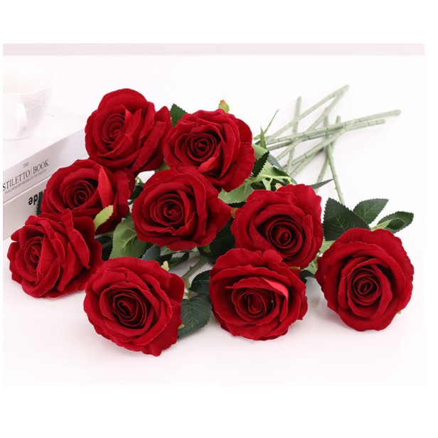 Combo 10 cành hoa hồng lụa nhập khẩu cực đẹp - Hoa giả decor trang trí nhà cửa