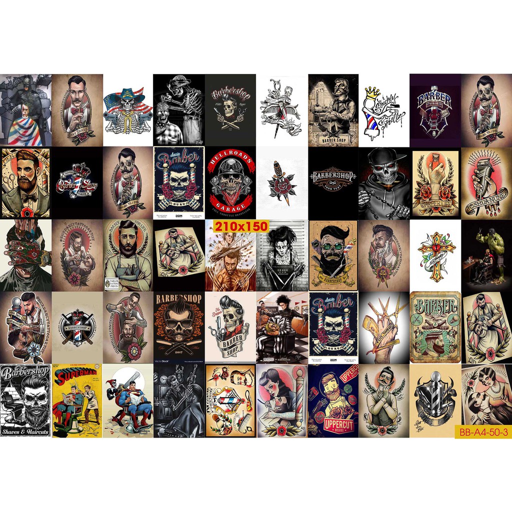 Combo Set 30 tờ Decal trang trí SALON TÓC