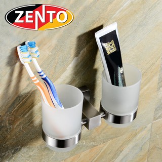 2 cốc thủy tinh kèm kệ đỡ inox Zento HC1272