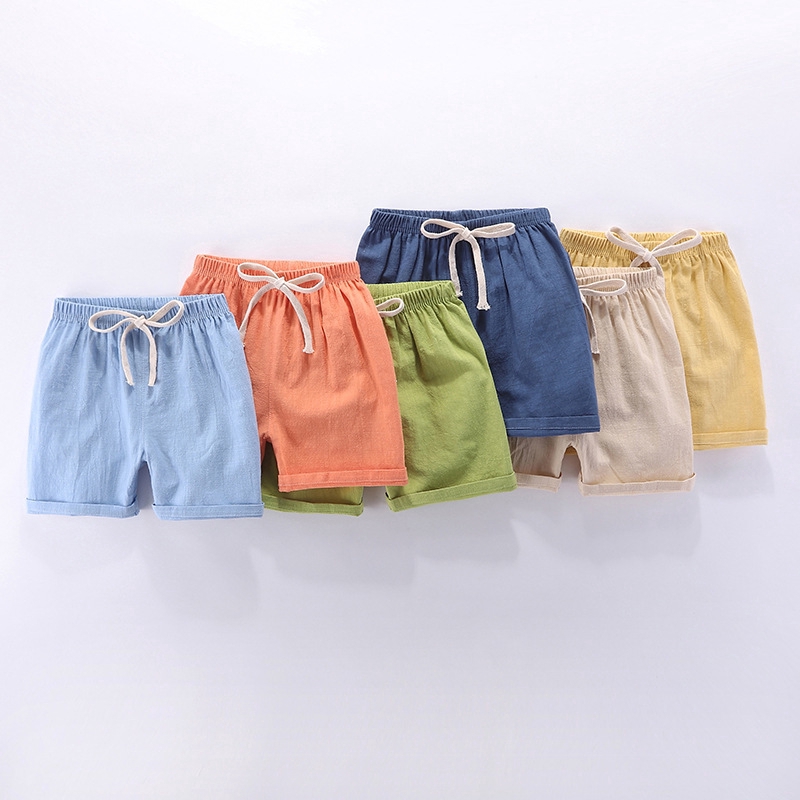 &lt;Ready Stock&gt; Summer Children's Shorts Thin Cotton and Linen Wear Casual Five-point Beach Pants