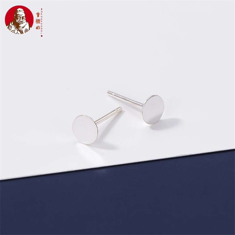 Giá Đỡ Bông Tai Mạ Bạc 925 Đính Ngọc Trai Đầu Phẳng DIY