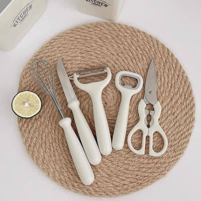 Bộ dao nhà bếp 6 món Korea Kitchen kèm kệ cắm kháng khuẩn sắc bén
