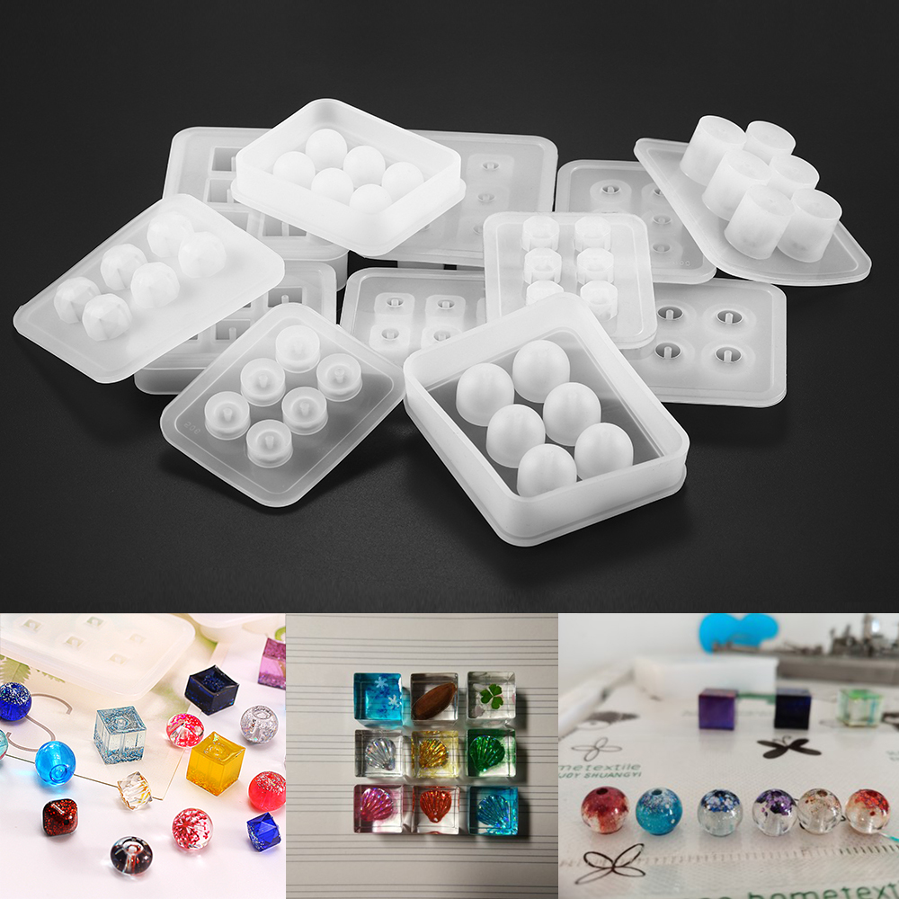 Khuôn silicone St.kunkka 6 ô có lỗ hạt đúc resin epoxy làm trang sức