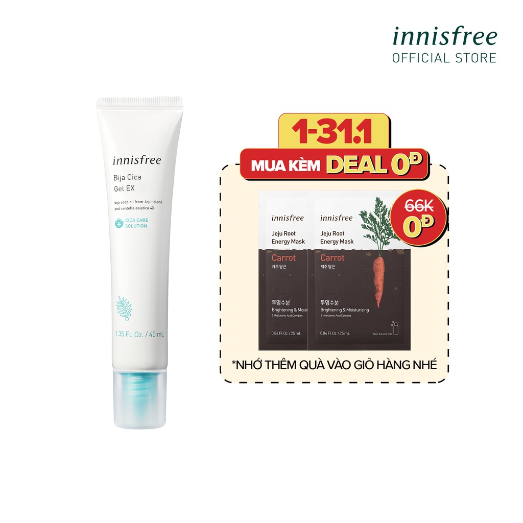 [Mã COSIF05 giảm 10% đơn 400K] Gel dưỡng làm dịu da innisfree Bija Cica Gel Ex 40ml