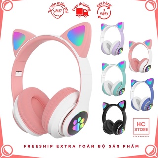 Tai nghe mèo dễ thương - Tai nghe Bluetooth - Hot trend TikTok - Có đèn Led Cute - Có Mic đàm thoại và thẻ nhớ