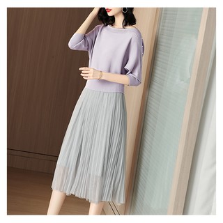 Váy Đầm Nữ Mùa Thu Phối Lưới Nhẹ Nhàng Nữ Tính Quảng Châu Cao Cấp