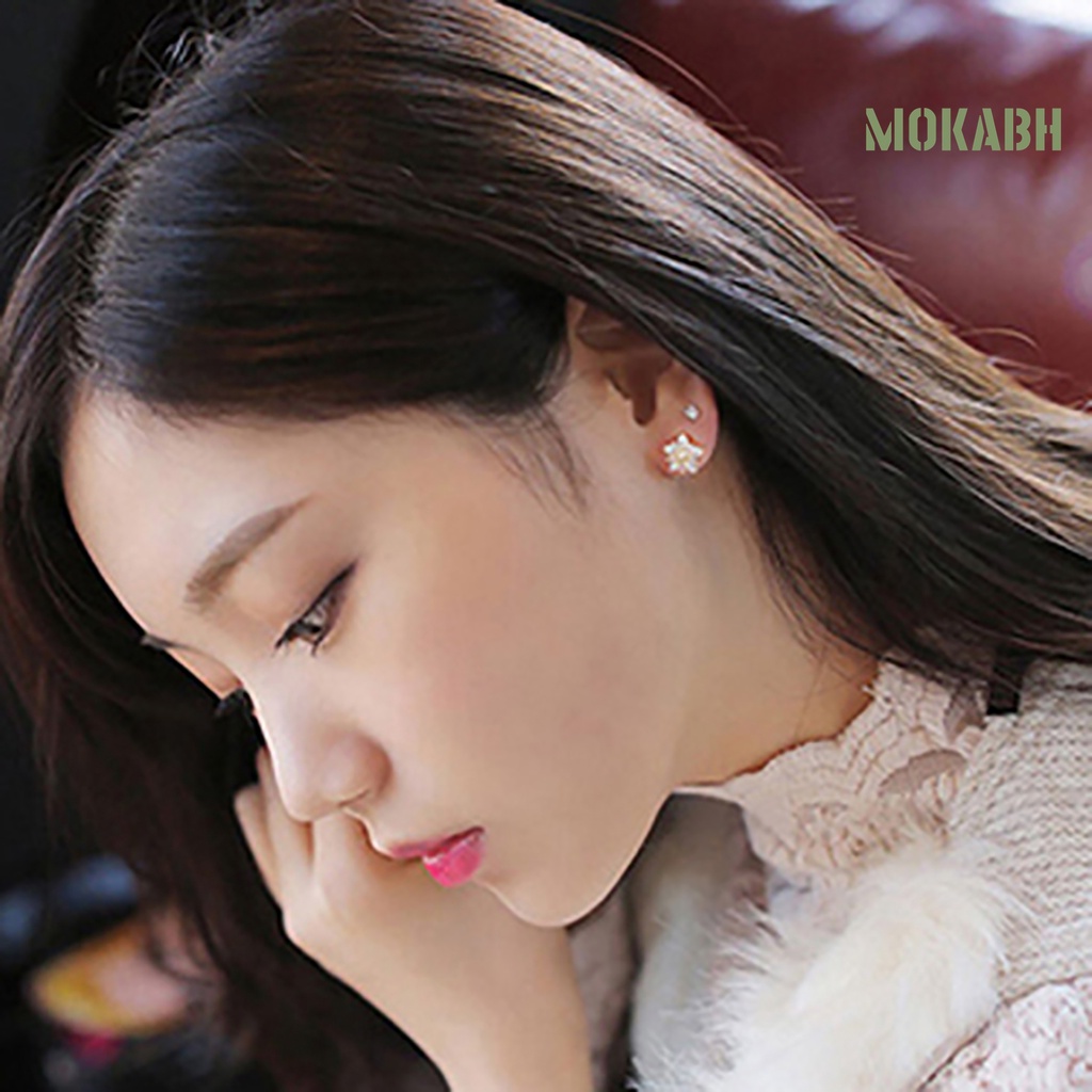 1 Đôi Bông Tai Hình Bông Tuyết Đính Đá Lấp Lánh Thời Trang Dành Cho Nữ