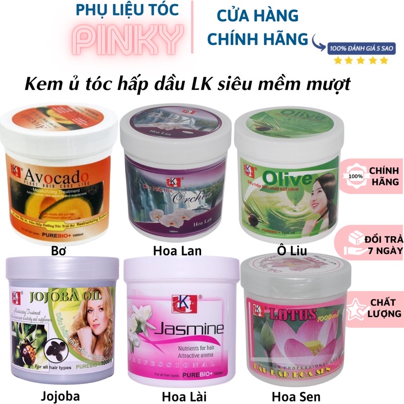 Kem ủ tóc hấp dầu Hoa Sen Hoa Lài Hoa Lan Olive Hạnh Nhân Jojoba KL 1000ml