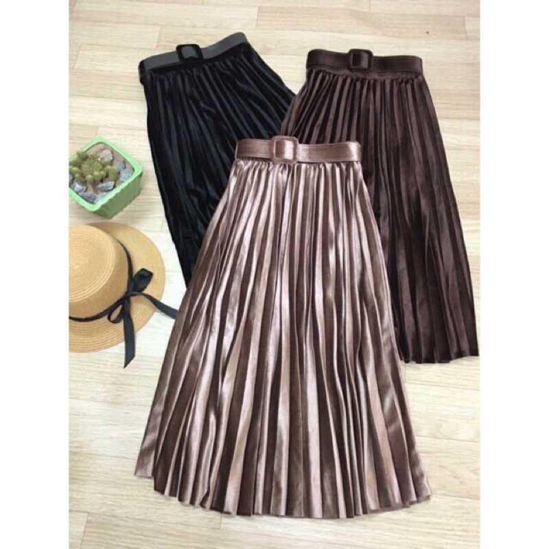 Chân Váy Nhung Dáng Dài Xếp Ly Kèm Đai Dễ Thương Cao Cấp Loại 1 Thời Trang Nữ CV05 | BigBuy360 - bigbuy360.vn