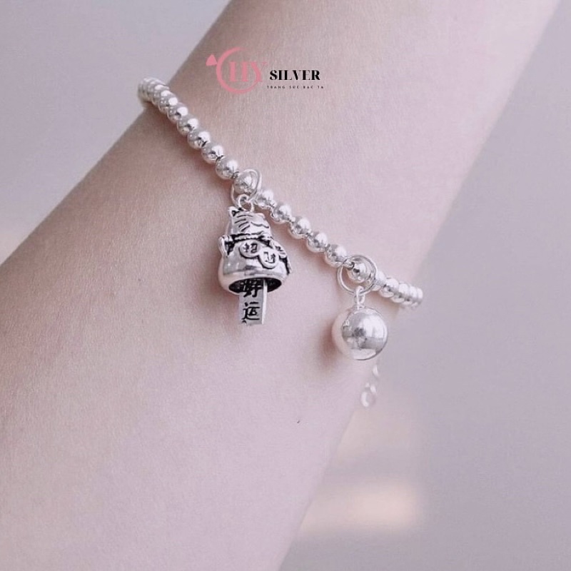 Lắc tay bi mèo thần tài may mắn bạc ta vòng tay nữ bạc thật giá rẻ
