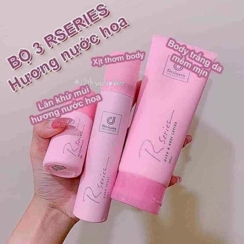 Combo 3 Món Lăn, Xịt Thơm Body, Dưỡng Thể Rseries Hương Nước Hoa