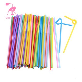 100 ống hút nhựa sử dụng 1 lần có nhiều màu sắc thiết kế gấp tạo hình tiện dụng dài 26cm