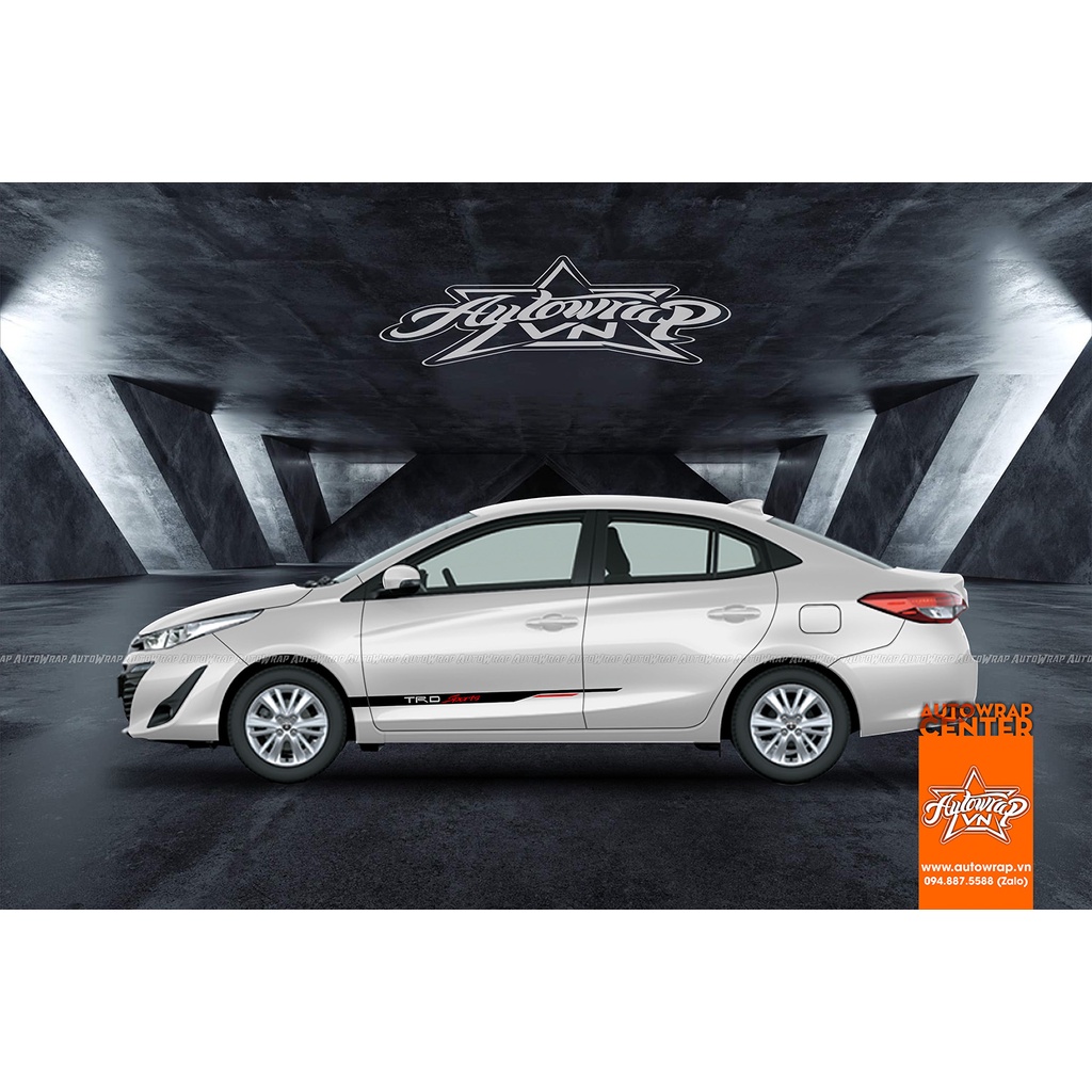 Tem họa tiết xe Vios TRD Sporino - Tem họa tiết ô tô Toyota, tem dán sườn xe thể thao