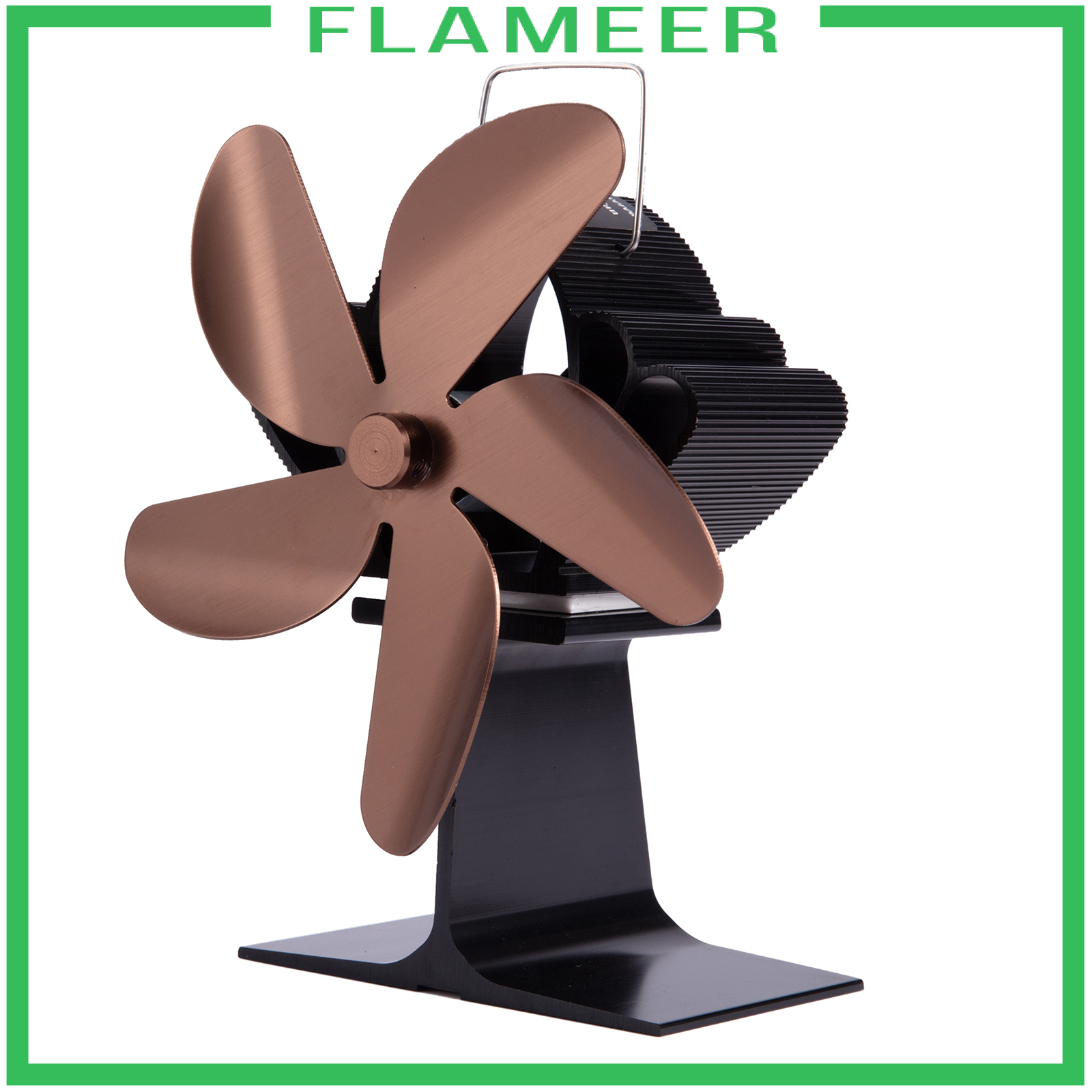 [FLAMEER]Wood Stove Fan Heat Powered Fireplace Log Burner Fireplace 5 Blades Black