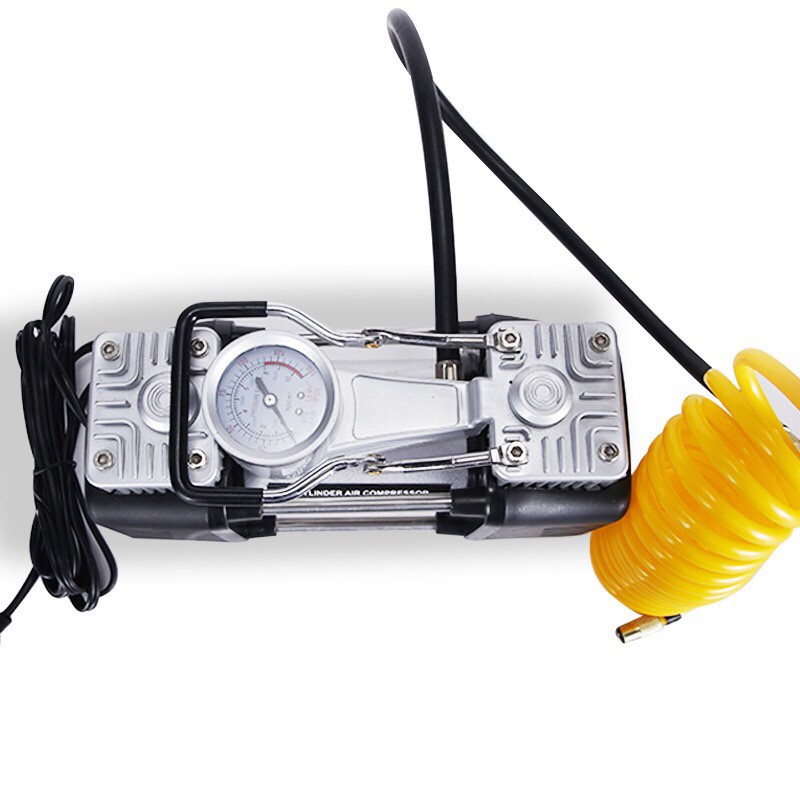 Bơm Ô Tô 2 Piston Xylanh AIR COMPRESSOR Công Suất Lớn Siêu Khỏe Siêu Nhanh - Máy Bơm Lốp Xe Hơi 12v - BH 6 tháng