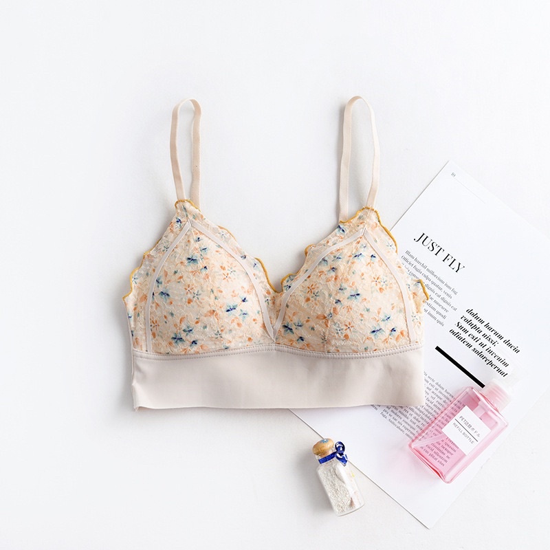 Áo lót nữ ren không gọng.Áo bra coset Su hoa nhí bra lưng siêu êm