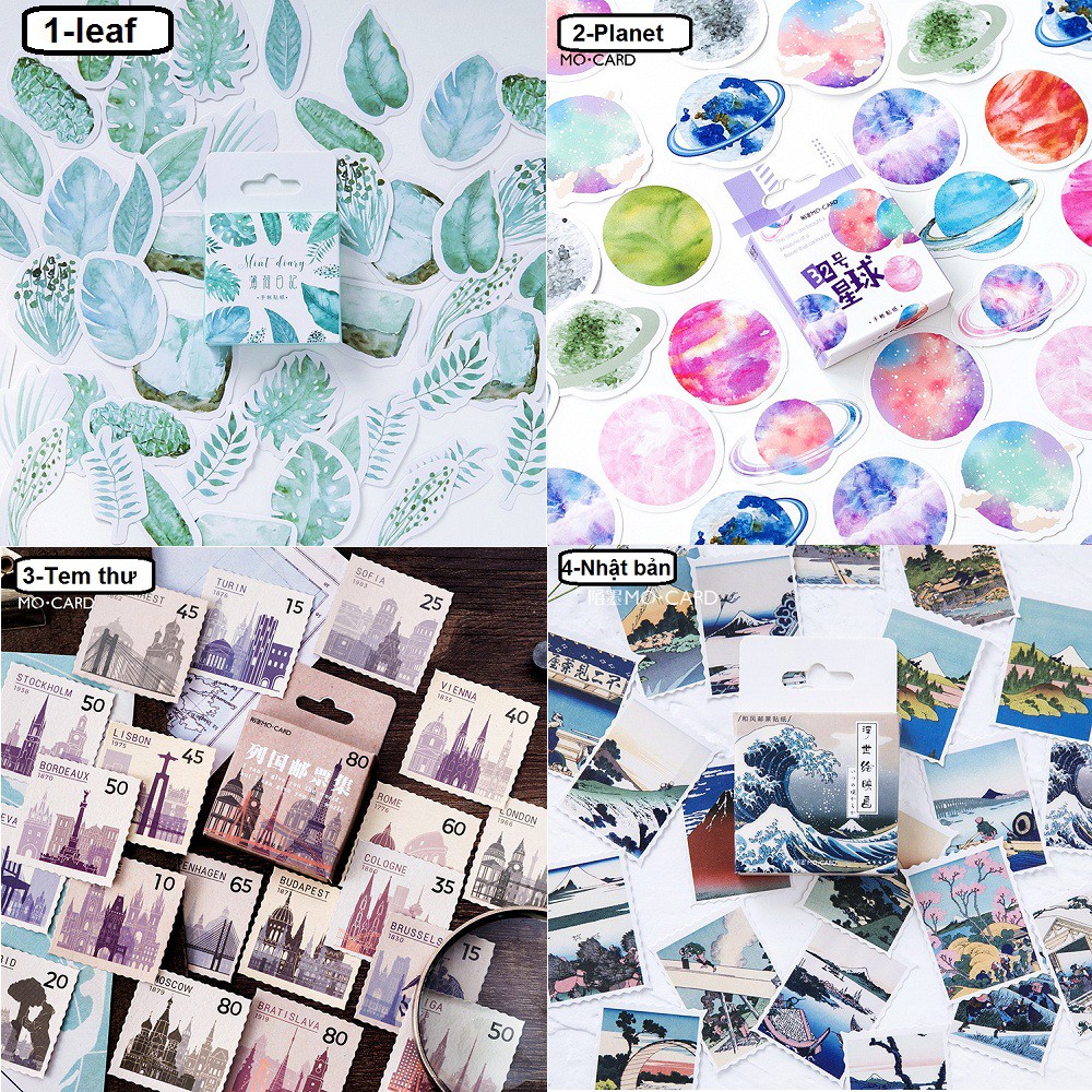 Hộp 45 sticker trang trí planner scrapbook