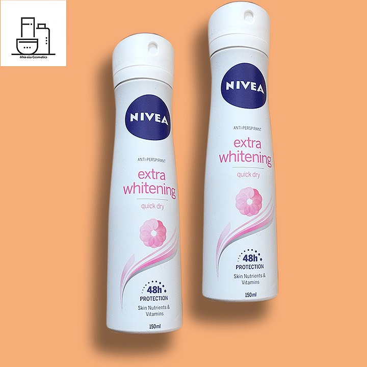 Combo 2 chai Xịt ngăn mùi nữ Nivea trắng mịn mờ vết thâm 150ml/ chai