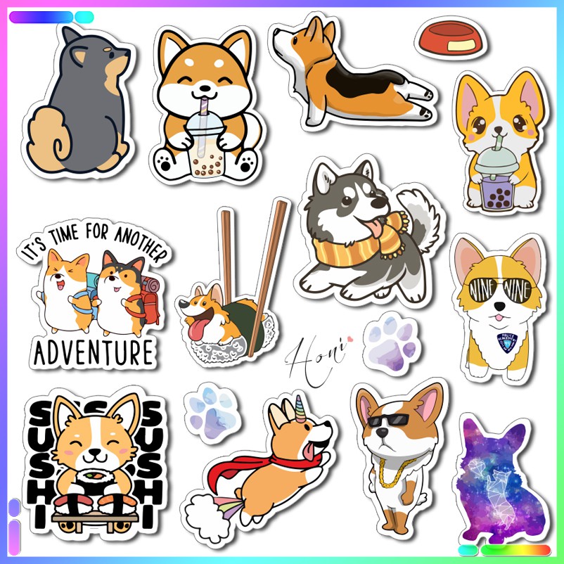 Sticker Chú Chó Corgi Siêu Dễ Thương - Sticker Chú Chó Shiba Siêu Cute