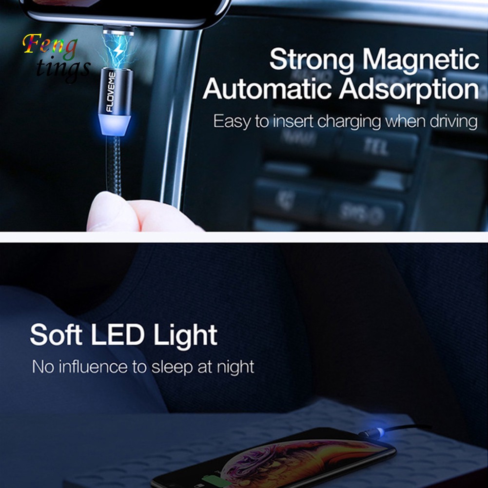 Dây cáp sạc đầu usb có thể tháo rời với thiết kế nam châm 2.1A cho Android iOS