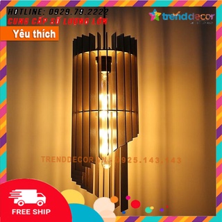 Đèn gỗ thả trần CAO CẤP hiện đại sang trọng 20x37cm chất liệu gỗ trang trí cho phòng khách nhà căn hộ decor nhà quán cf