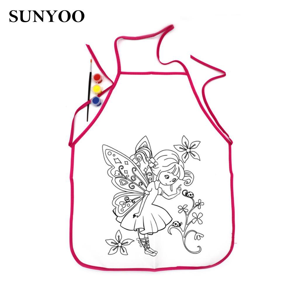 sunyoo Kids Children Oil Painting Graffiti Apron DIY Apron Kitchen Art Class Kit Acrylic Paint Funny