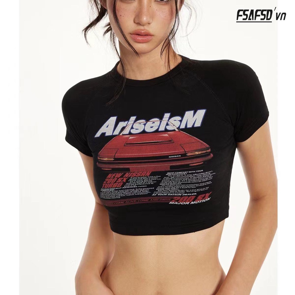 Áo Thun Nữ Ngắn Tay Cổ Tròn Hở Rốn Thời Trang