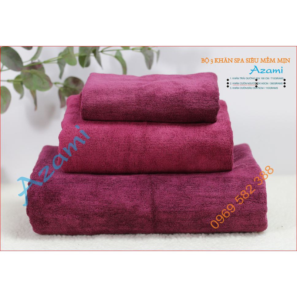 BỘ 3 KHĂN SPA SIÊU MỀM MỊN - 35X75CM, 70X140CM, 90X190CM