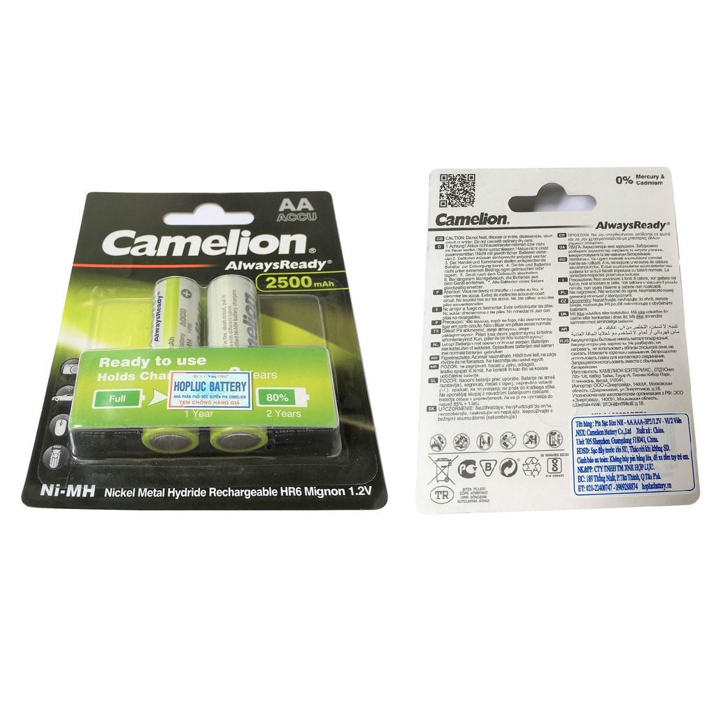 Bộ 4 Viên Pin Sạc AA Camelion 2500mAh Always Ready 1.2V