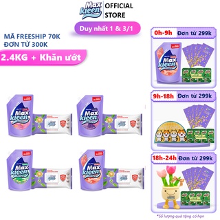 Combo Túi Nước Giặt Xả 2.4kg + Khăn Lau Bề Mặt Đa Năng Maxkleen