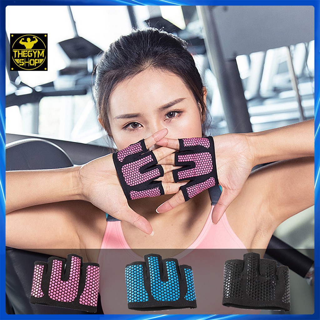 Găng tay nữ tập gym nửa bàn chính hãng Aolikes