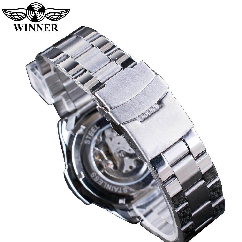 Đồng hồ cơ lộ máy WINNER thiết kế dây inox dành cho nam