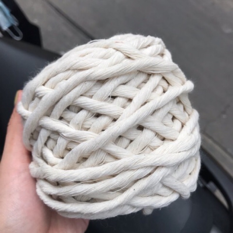 Dây thừng macrame cotton 1 xoắn size 3mm, 5mm màu kem sữa