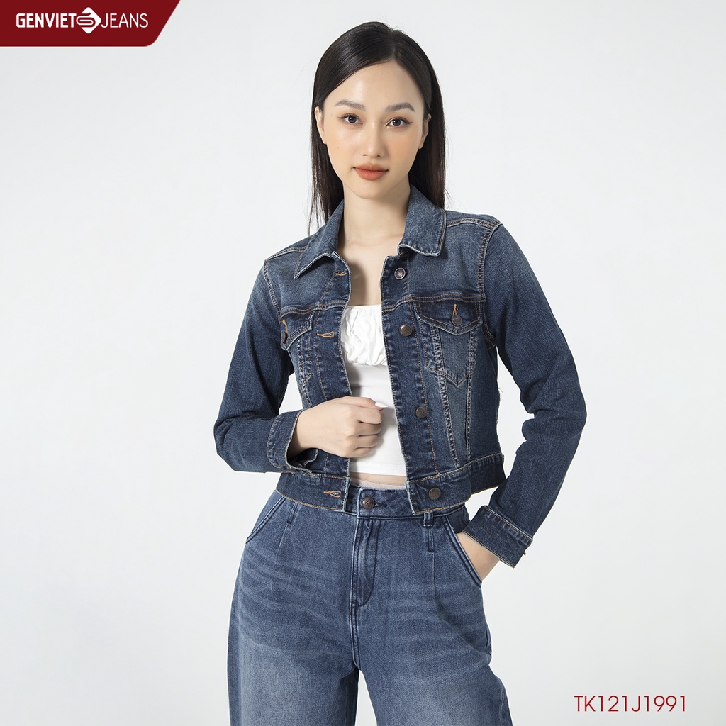 Áo Khoác Jeans Nữ GENVIET JEANS Dáng Croptop Phong Cách Chất Cá Tính TK121J1991