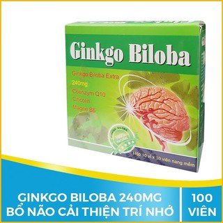 HOẠT HUYẾT DƯỠNG NÃO GINKGO BILOBA 240MG - GIÚP BỔ SUNG DƯỠNG CHẤT CHO NÃO - TĂNG CƯỜNG TUẦN HOÀN MÁU NÃO - HỘP 100 VIÊN