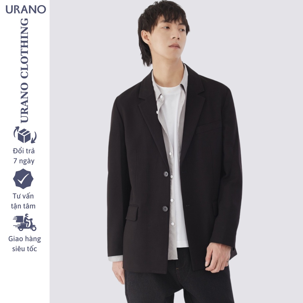 Áo khoác blazer nam form rộng dài tay kiểu dáng Unisex màu đen, kem phong cách Hàn Quốc