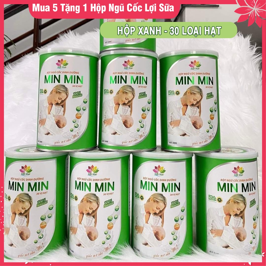 [MUA 5 TẶNG 1 HỘP] Ngũ Cốc Lợi Sữa Dinh Dưỡng Min Min 30 Loại Hạt - Bột MinMin Hộp Xanh