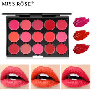 Bảng Son Lì Trang Điểm Miss Rose 15 Màu Chính Hãng, Mỹ Phẩm Makeup Chuyên Nghiệp, Lên Màu, Lâu Trôi, Dễ Sử Dụng