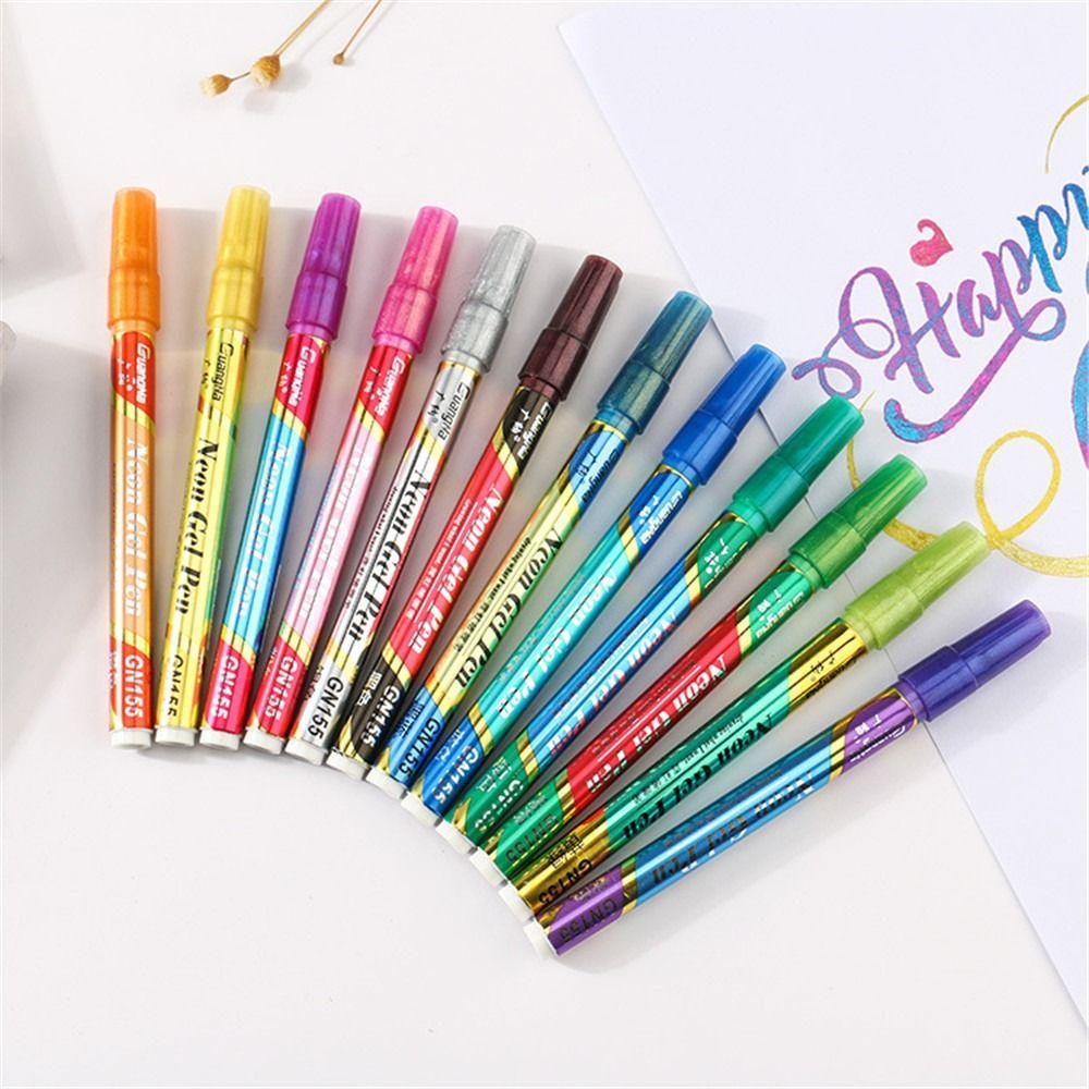 LAYOR1 Set 12 Bút Đánh Dấu Hai Đầu Nhiều Màu Sắc