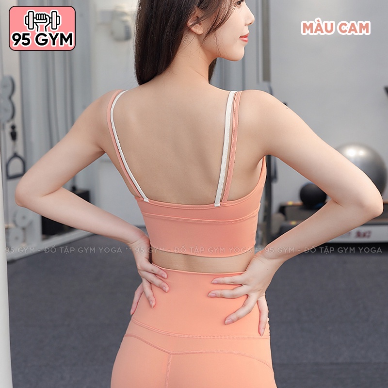 Áo bra tập gym yoga nữ 95Gym AL35 dây vai kép chất thun mềm mịn có mút ngực nâng đỡ vòng một