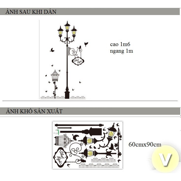 Decal dán tường Cột đèn vàng