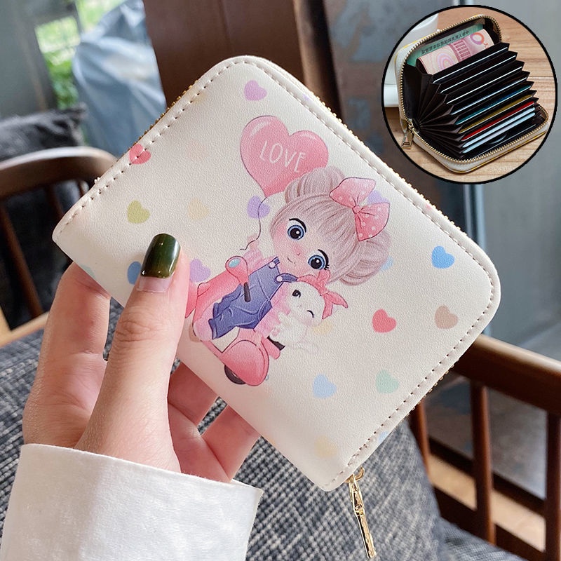 Ví đựng thẻ nhiều ngăn cỡ lớn in họa tiết hoạt hình đáng yêu chống khử từ
