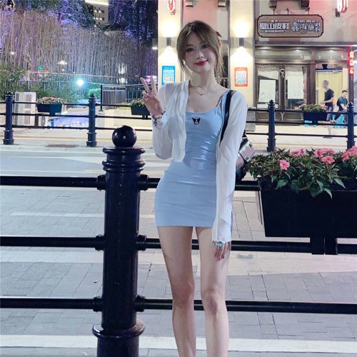 COZOK Set Đầm Sát Nách Và Áo Khoác Cardigan Dệt Kim Cho Nữ
