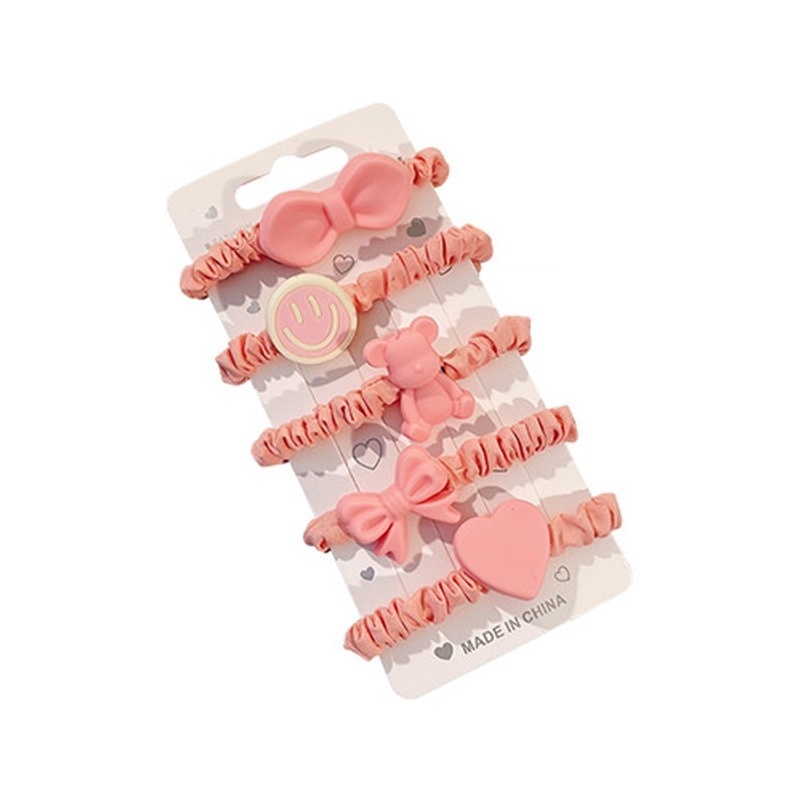Set 5 Dây Buộc Tóc Cao Su Họa Tiết Hoạt Hình Phong Cách Hàn Quốc Đáng Yêu Cho Bé