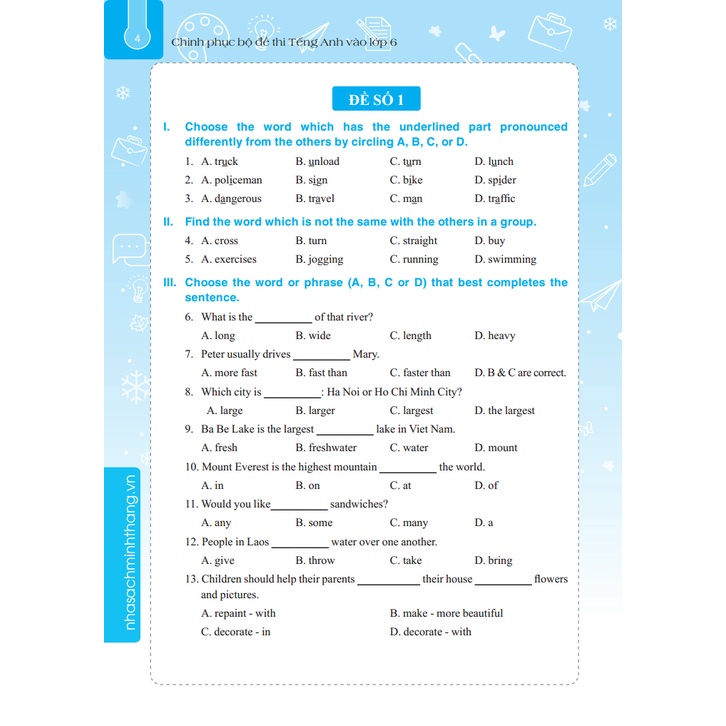 Sách- Chinh Phục Bộ Đề Thi Tiếng Anh Vào Lớp 6  - Tái bản