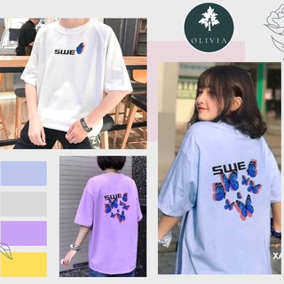 Áo Thun Nam Nữ SWE Tay Lỡ In Hình Bướm ATIN02 - Áo Phông Unisex Phom dáng Thể Thao - Năng Động - Trẻ Trung